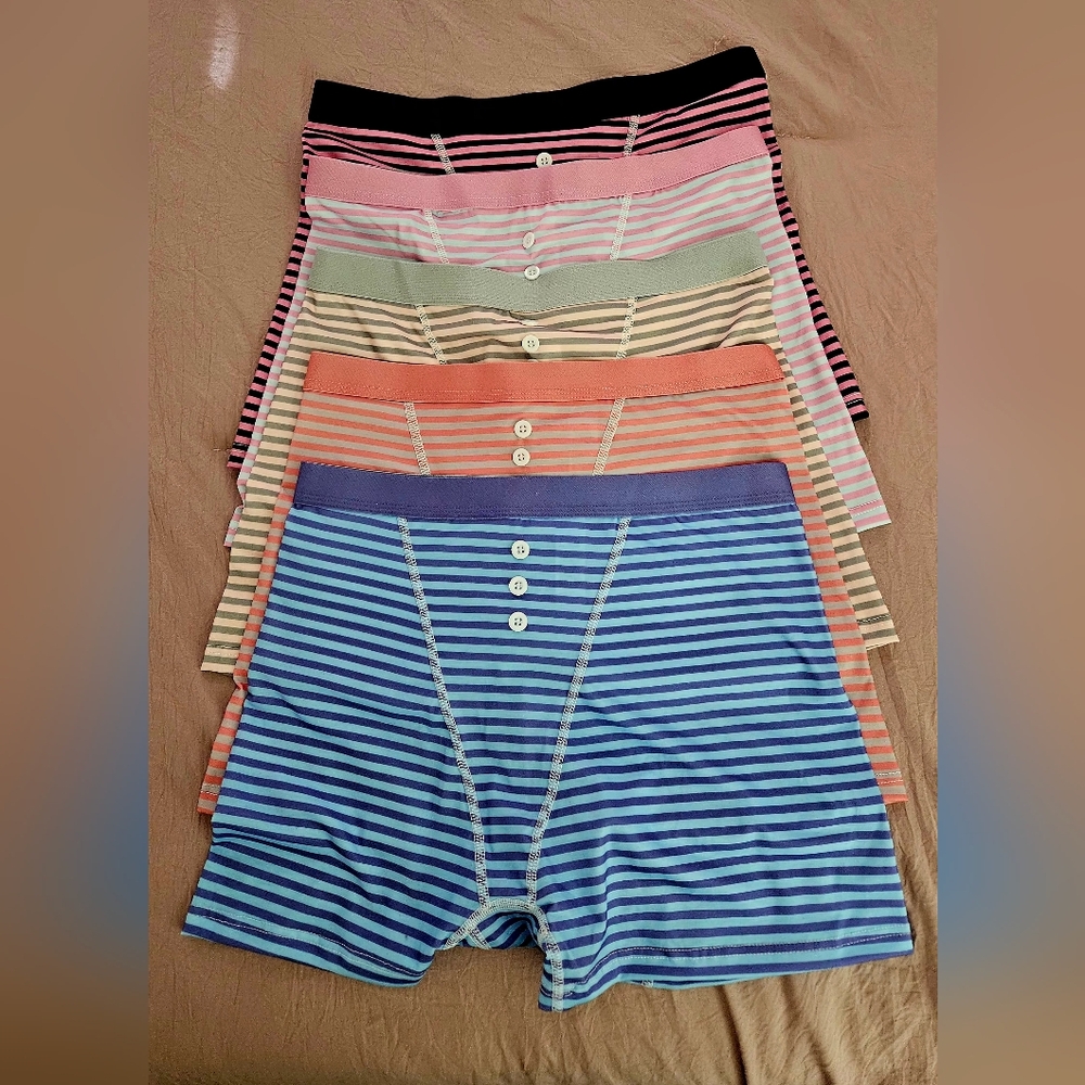 Striped Button-Front Boxer Shorts Set